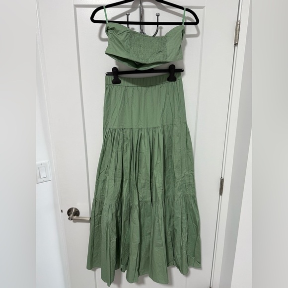 Runaway The Label Ayla Sage Green Crop Top & Maxi Skirt Set - Size Medium, US 6 - Picture 5 of 14